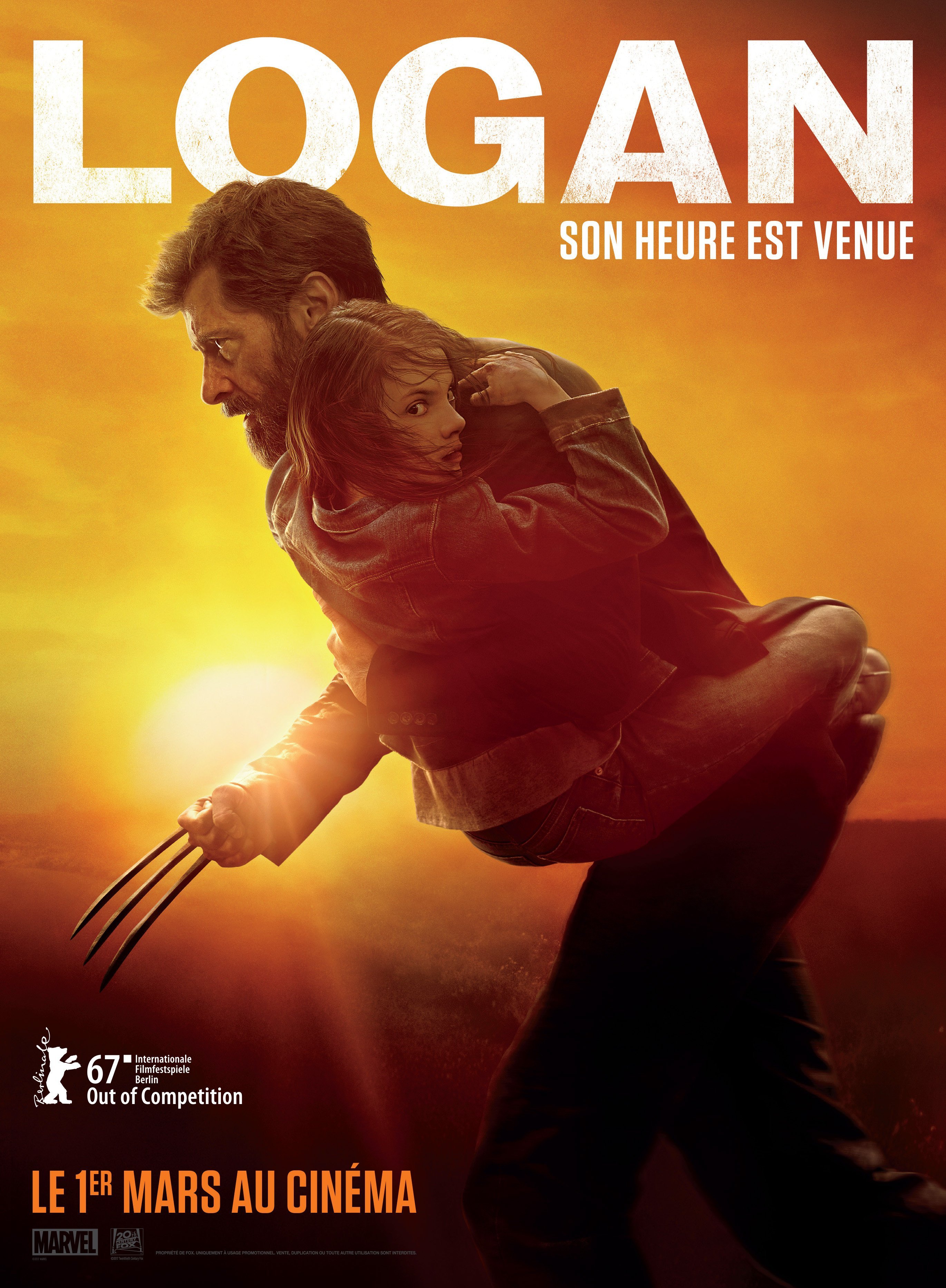Affiche française du film Logan avec la tagline "Son heure est venue"