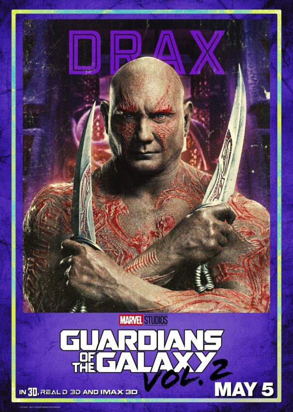 Poster de Drax (Dave Bautista) pour Les Gardiens de la Galaxie Vol. 2