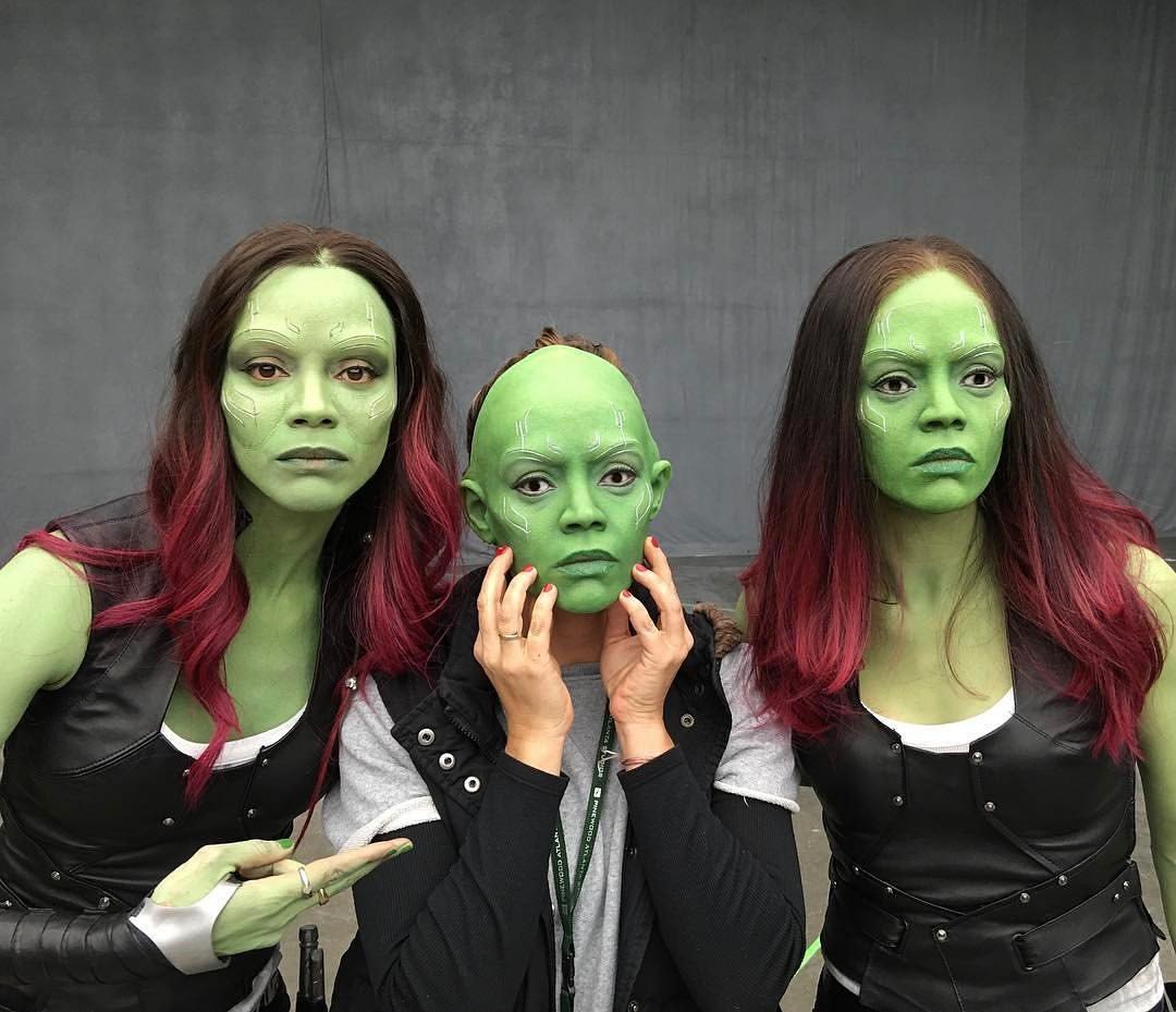 Zoe Saldana (Gamora) et ses doublures.