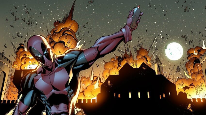 Image du personnage de Marvel Comics, Deadpool, faisant tout péter