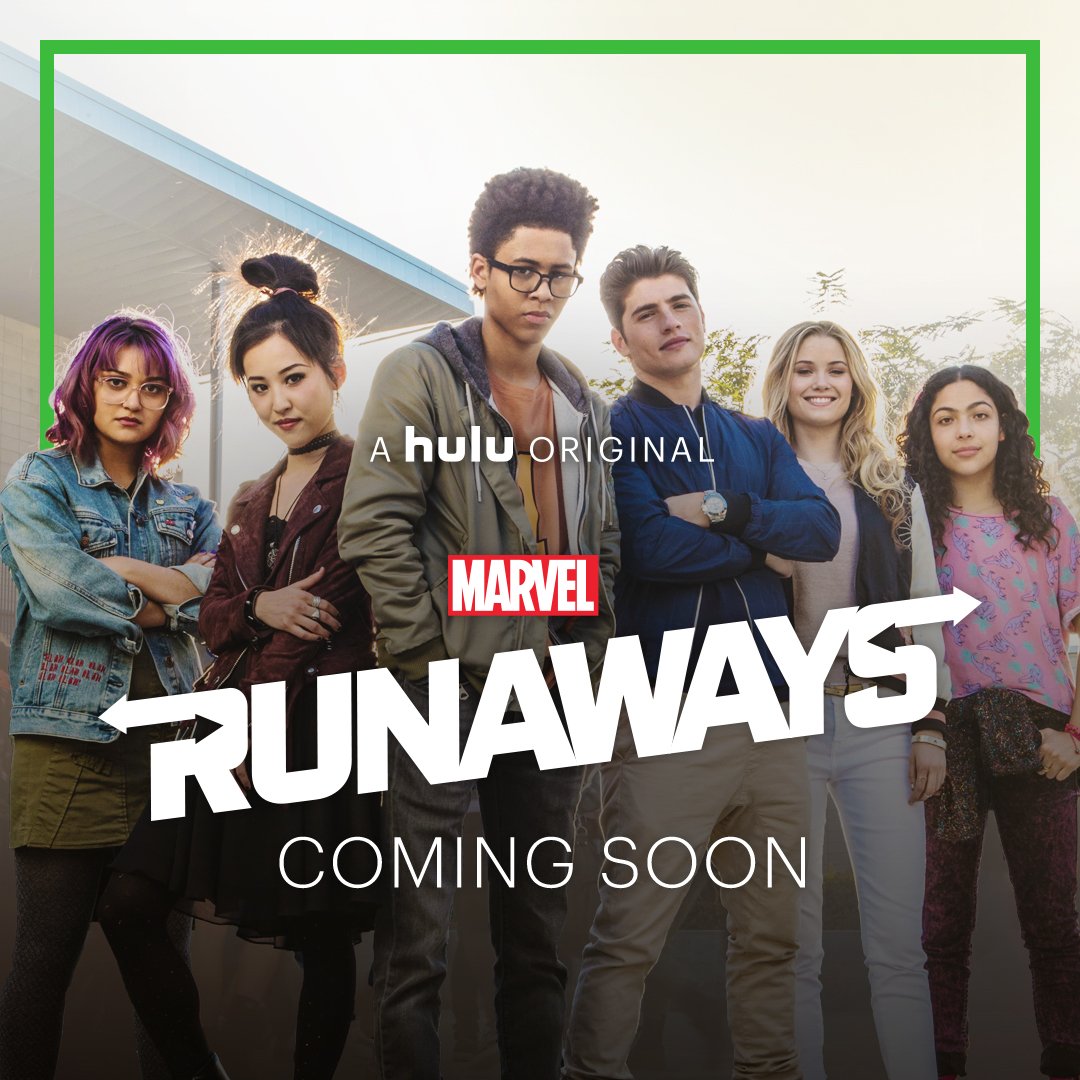 Photo du casting au complet des Runaways, série Marvel et Hulu