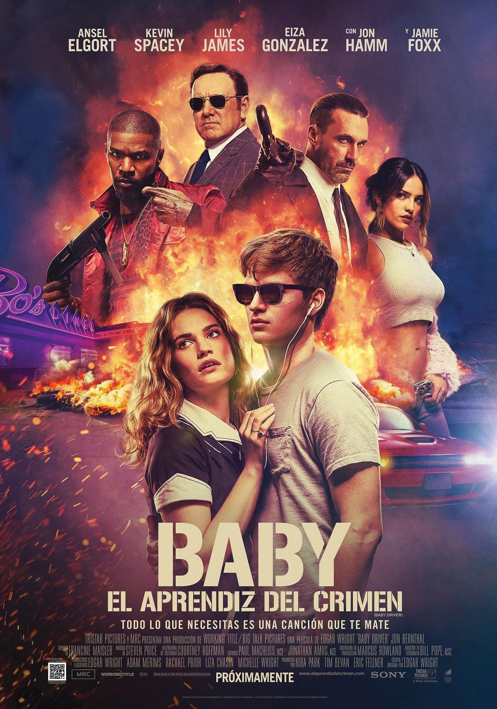 Poster mexicain du film Baby Driver écrit et réalisé par Edgar Wright