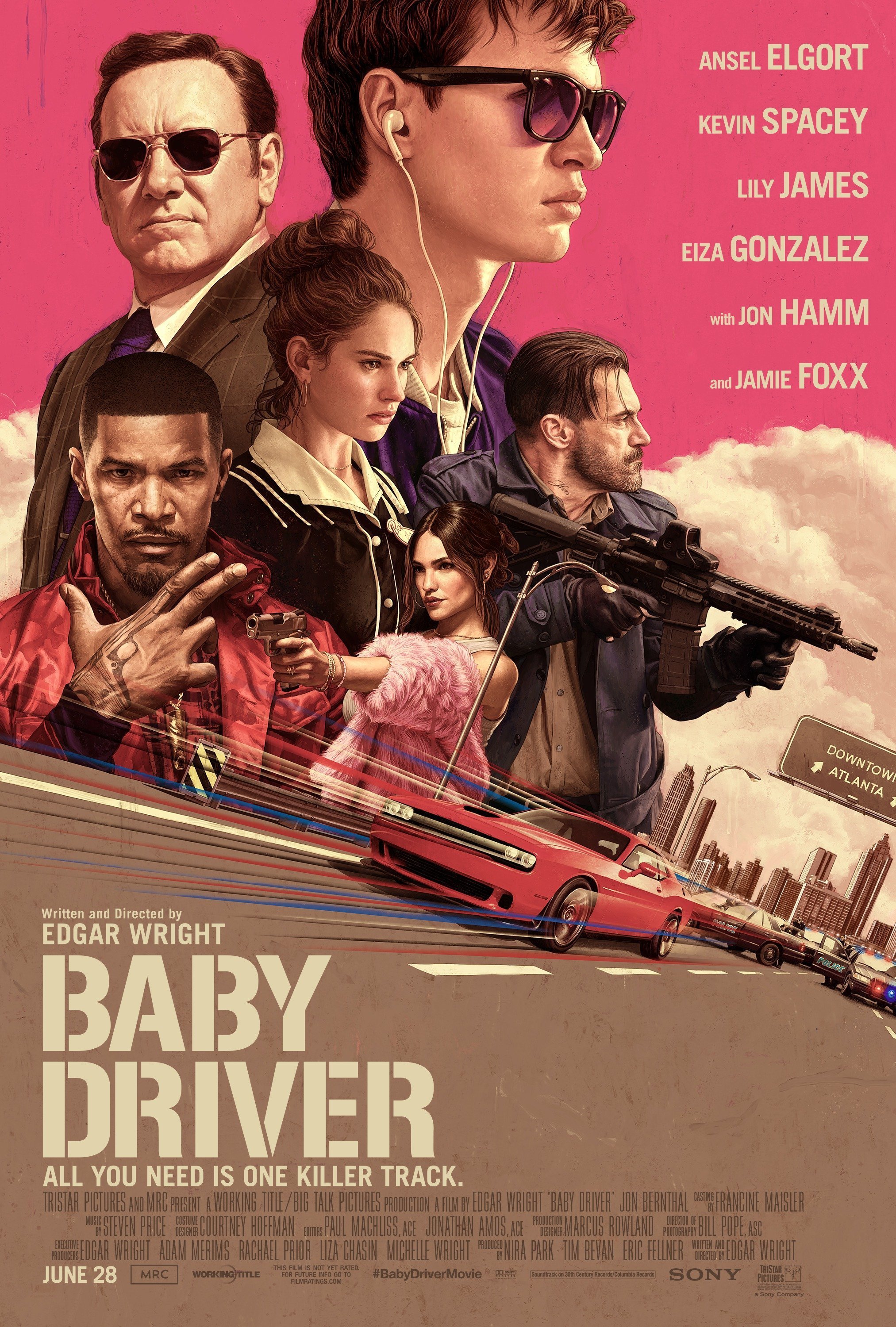 Poster du film Baby Driver écrit et réalisé par Edgar Wright
