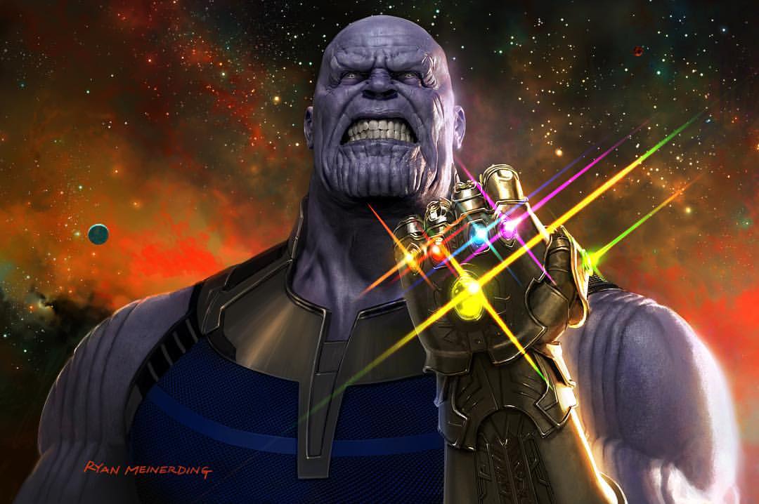 Concept art de Ryan Meinerding pour Avengers: Infinity War avec Thanos et son gant