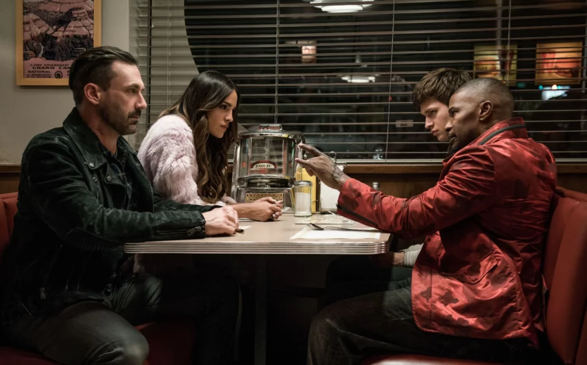 Photo du film Baby Driver avec Jon Hamm, Eiza González, Ansel Elgort et Jamie Foxx
