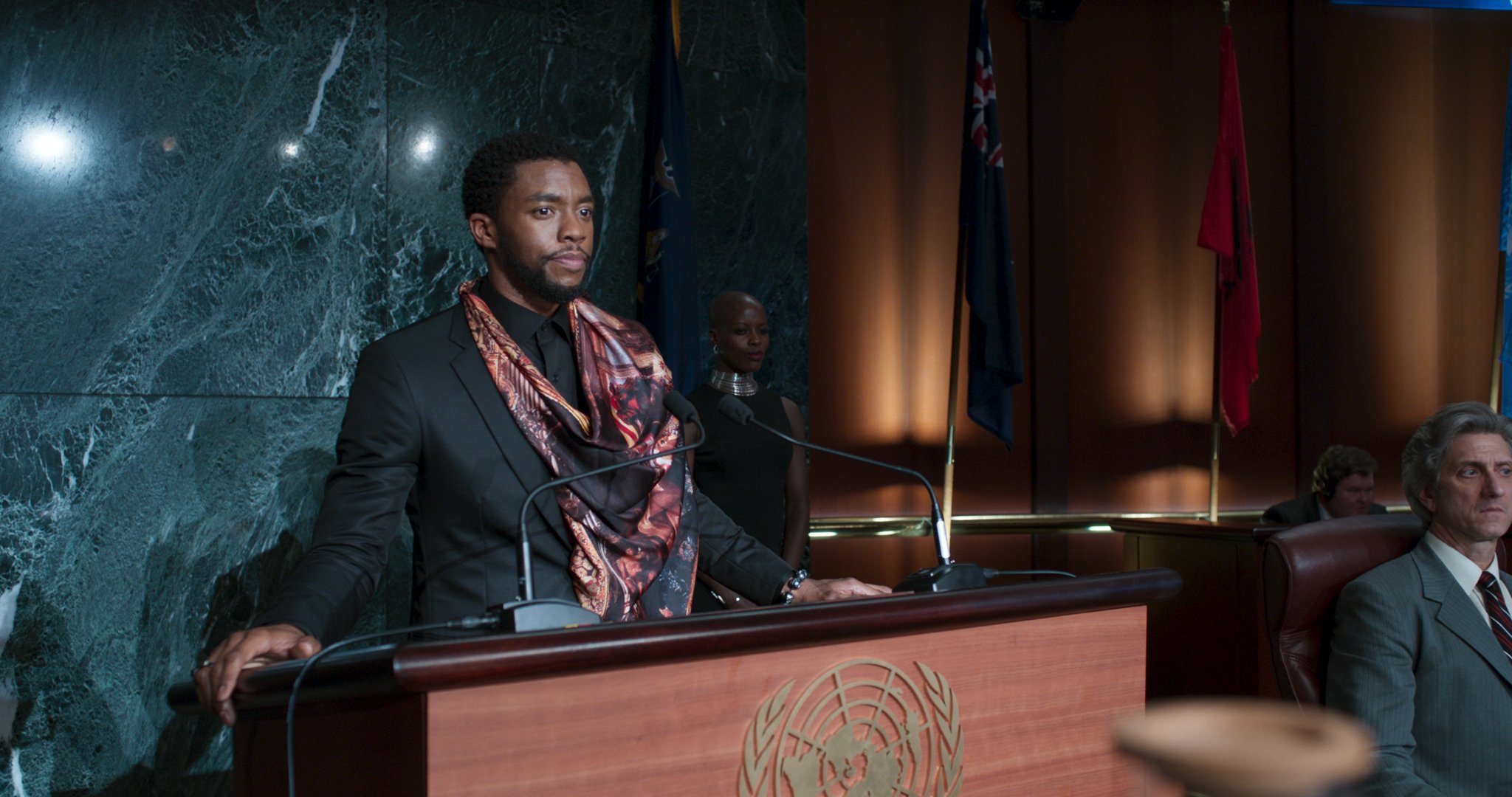 Photo du film Black Panther réalisé par Ryan Coogler avec le discours de T'Challa (Chadwick Boseman)