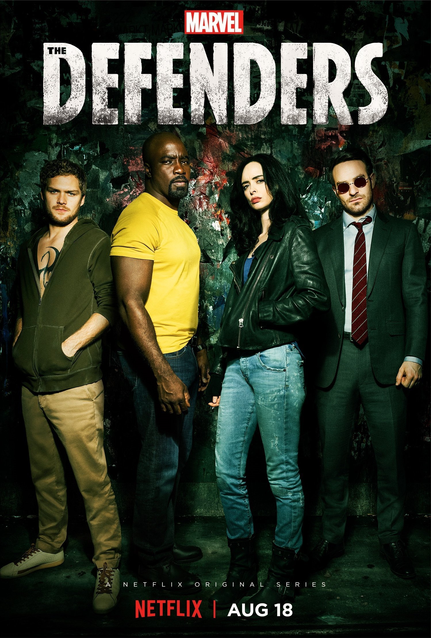 Poster de la saison 1 de la série Marvel/Netflix, The Defenders