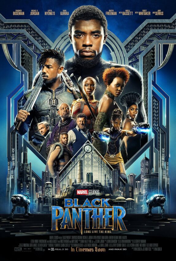 Poster définitif pour le film Black Panther réalisé par Ryan Coogler, sur un scénario de Joe Robert Cole et Ryan Coogler