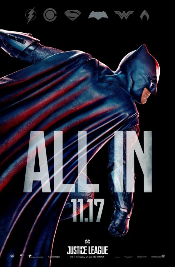 Poster "All in" du film Justice League avec Batman
