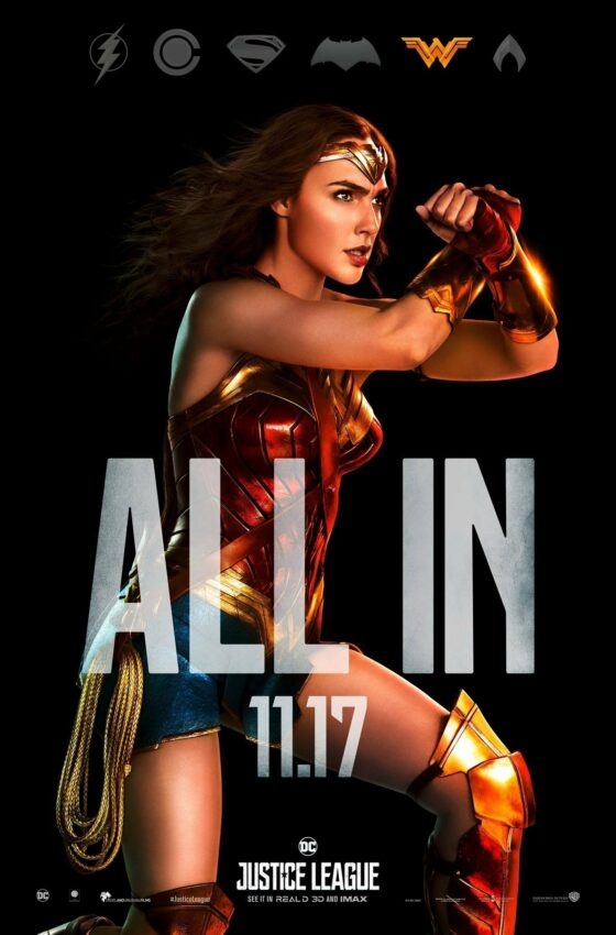 Poster "All in" du film Justice League avec Wonder Woman