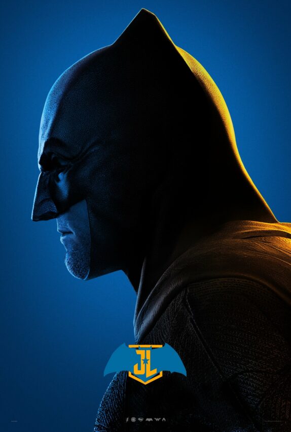 Poster bleu du film Justice League avec Batman