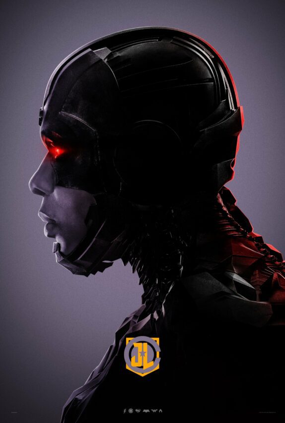Poster violet du film Justice League avec Cyborg