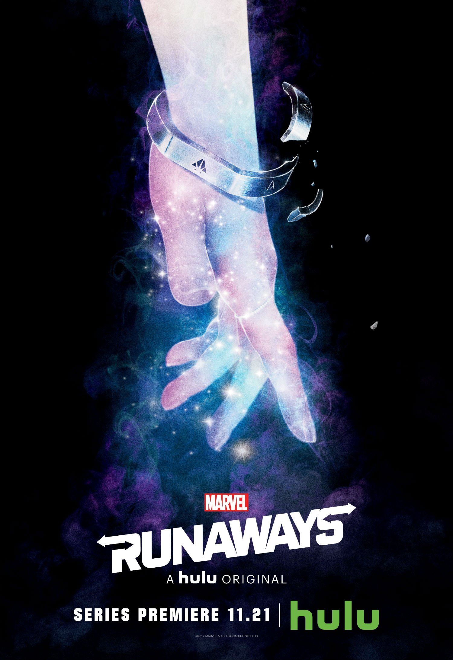 Poster de la saison 1 de Runaways avec le poing de Karolina Dean