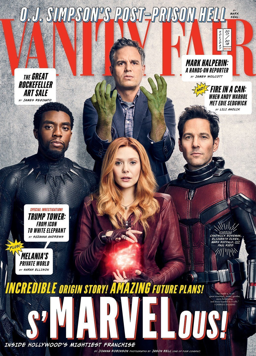 Couverture de Vanity Fair avec Hulk, Black Panther, Ant-Man et Scarlet Witch
