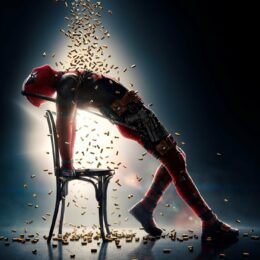 Poster de Deadpool en mode Flashdance sous une pluie de balles