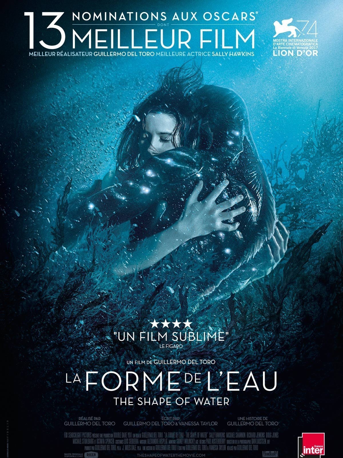 Affiche française du film La Forme de l’eau – The Shape of Water réalisé par Guillermo del Toro avec Sally Hawkins et Doug Jones