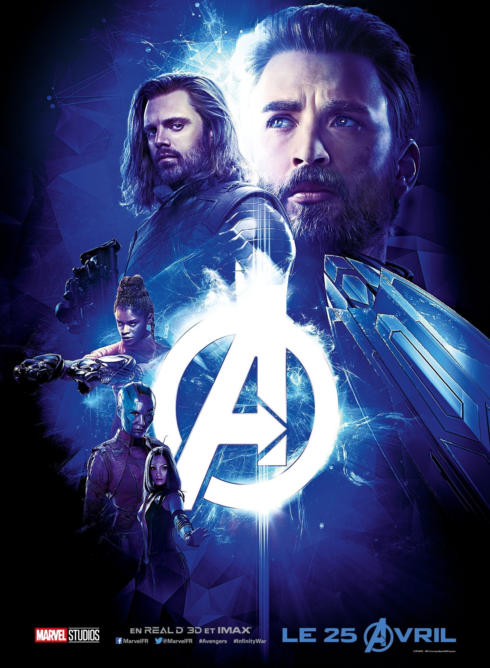 Affiche du film Avengers: Infinity War avec l'équipe bleue