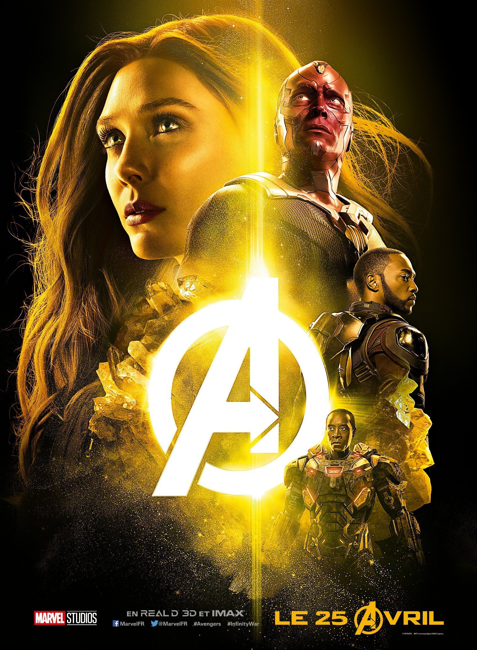 Affiche du film Avengers: Infinity War avec l'équipe jaune