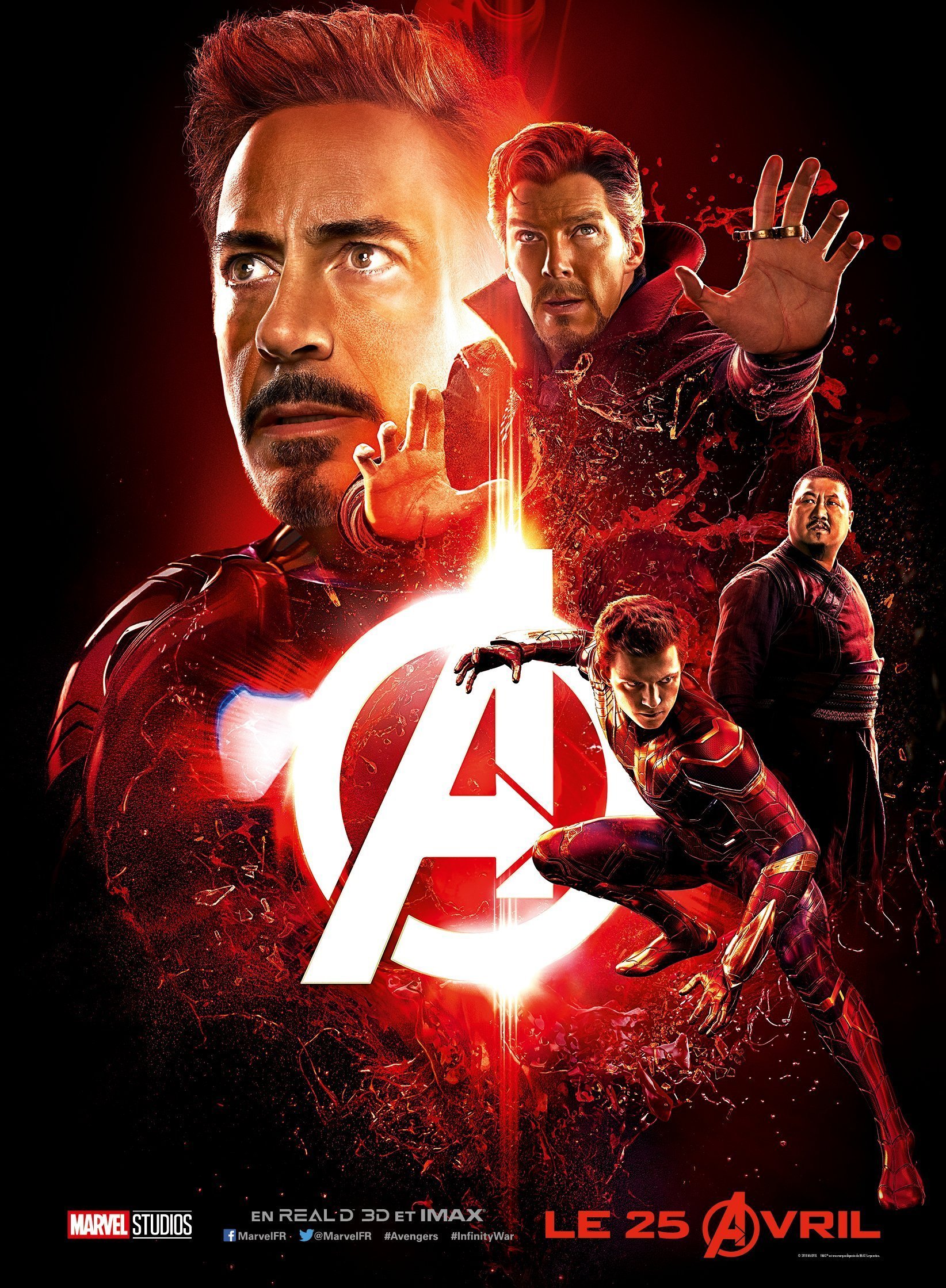 Affiche du film Avengers: Infinity War avec l'équipe rouge