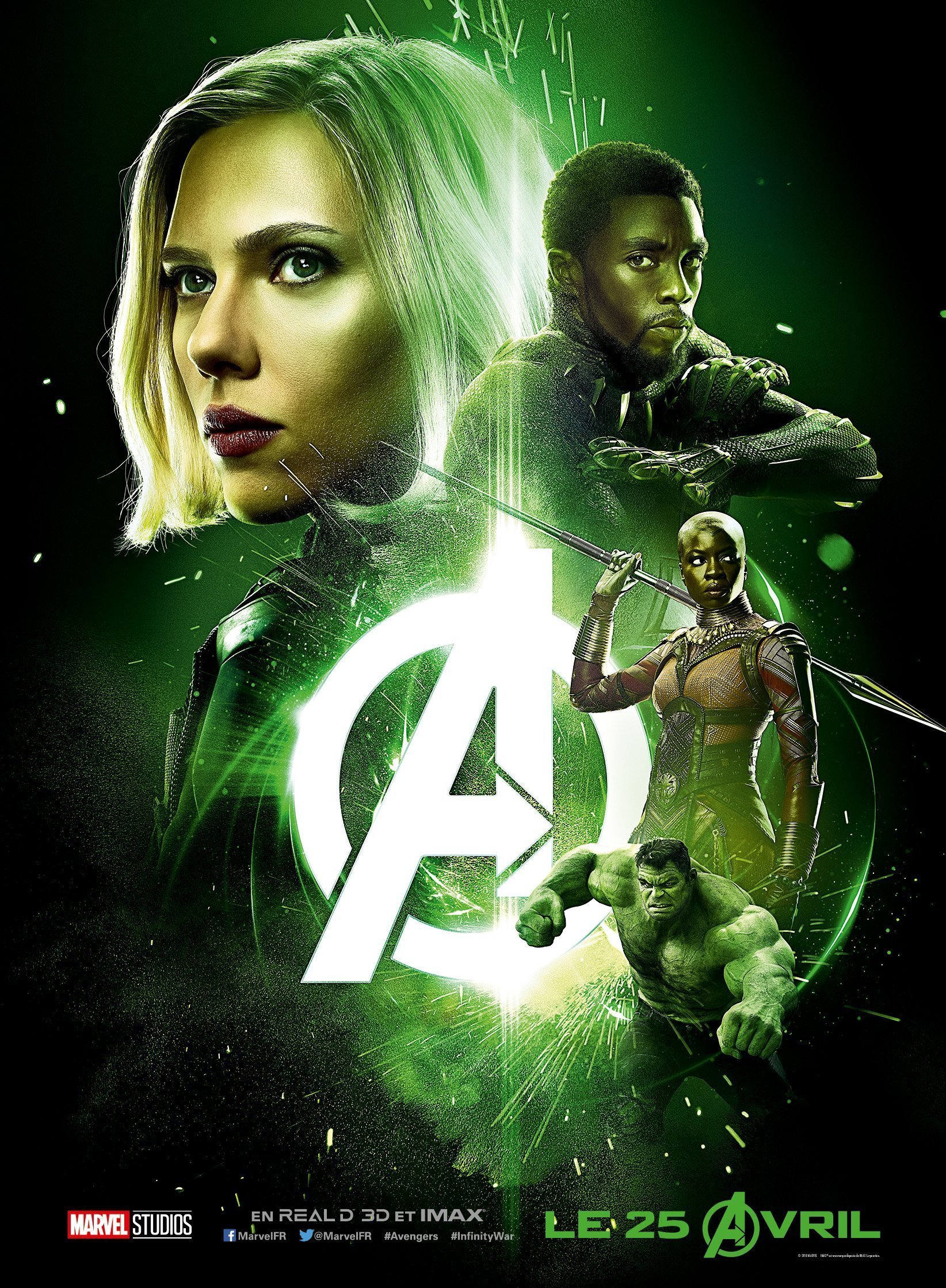 Affiche du film Avengers: Infinity War avec l'équipe verte
