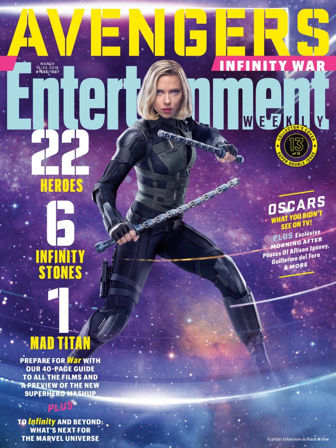Couverture du magazine Entertainment Weekly pour le film Avengers: Infinity War avec Black Widow