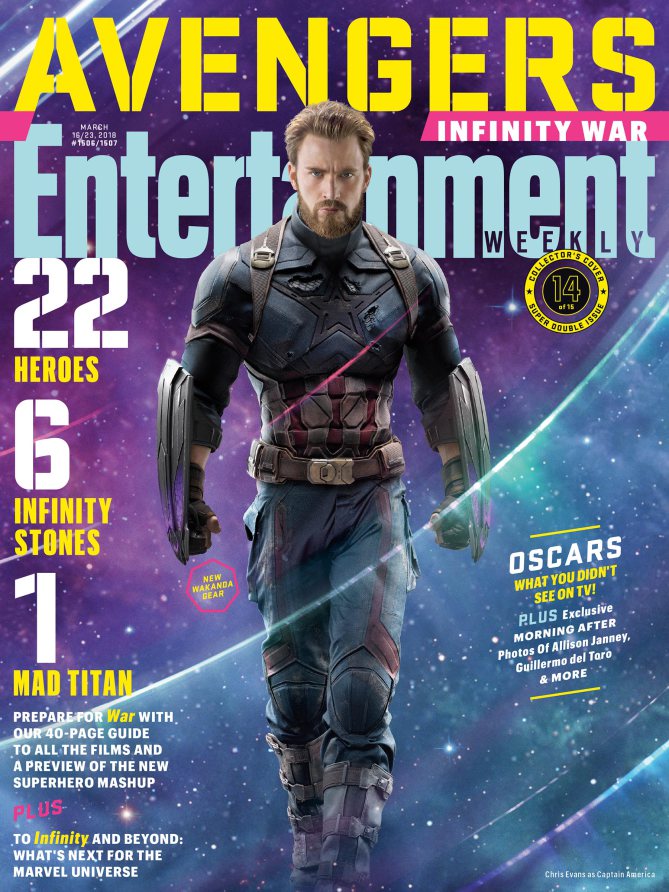 Couverture du magazine Entertainment Weekly pour le film Avengers: Infinity War avec Captain America