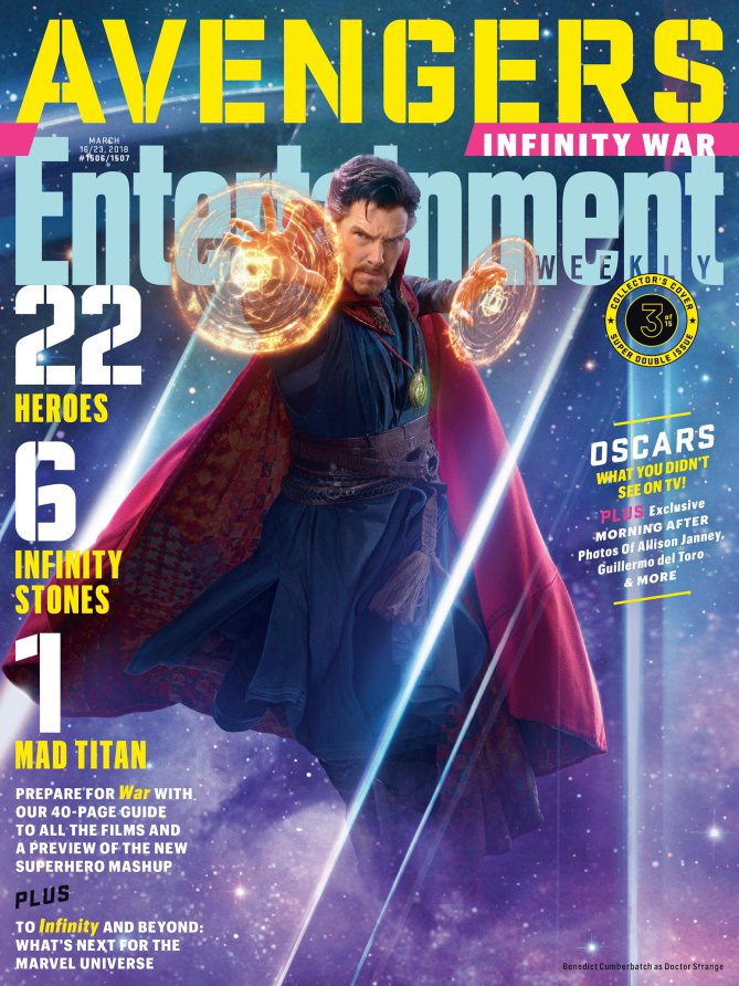 Couverture du magazine Entertainment Weekly pour le film Avengers: Infinity War avec Doctor Strange