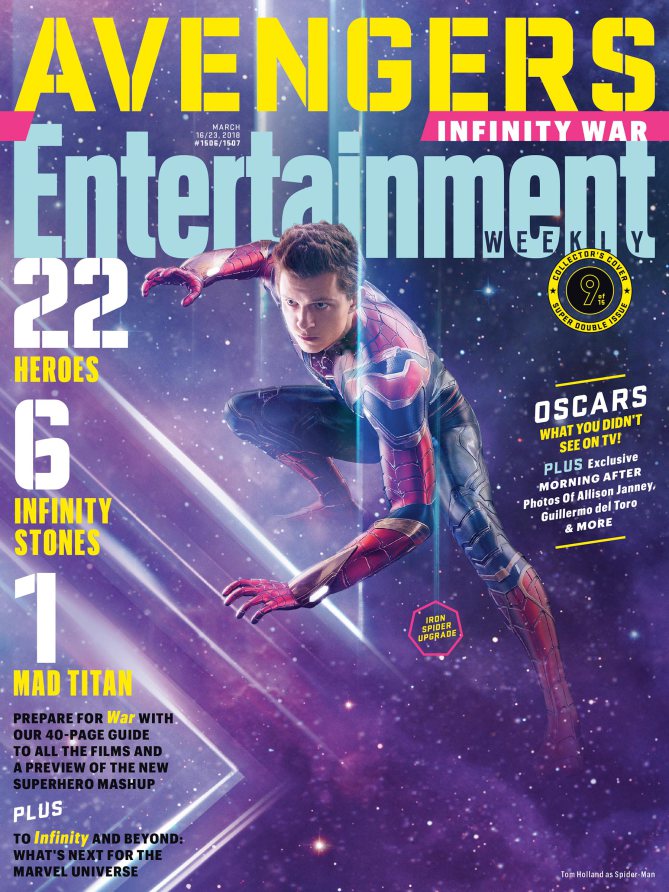 Couverture du magazine Entertainment Weekly pour le film Avengers: Infinity War avec Spider-Man