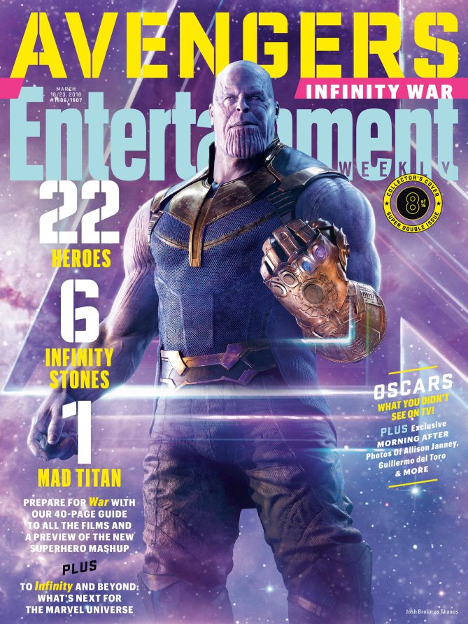 Couverture du magazine Entertainment Weekly pour le film Avengers: Infinity War avec Thanos