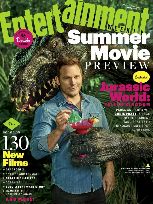 Couverture d'Entertainment Weekly consacrée à Jurassic World: Fallen Kingdom avec Chris Pratt
