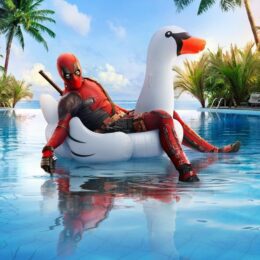 Poster du film Deadpool 2 avec Deadpool à la piscine