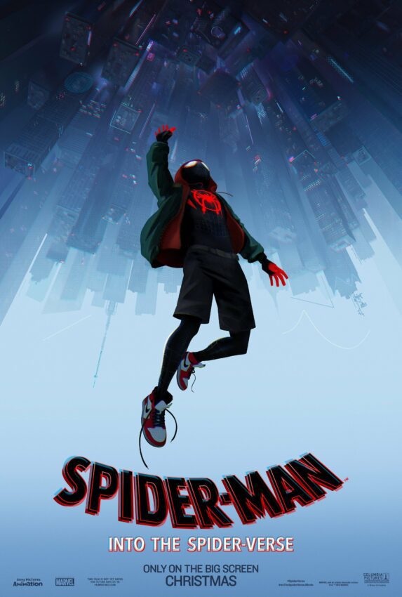 Poster du film Spider-Man: New Generation avec Miles Morales à l'envers