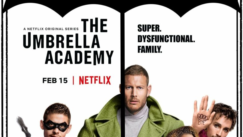 Poster pour la série Netflix, Umbrella Academy, créée par Jeremy Slater