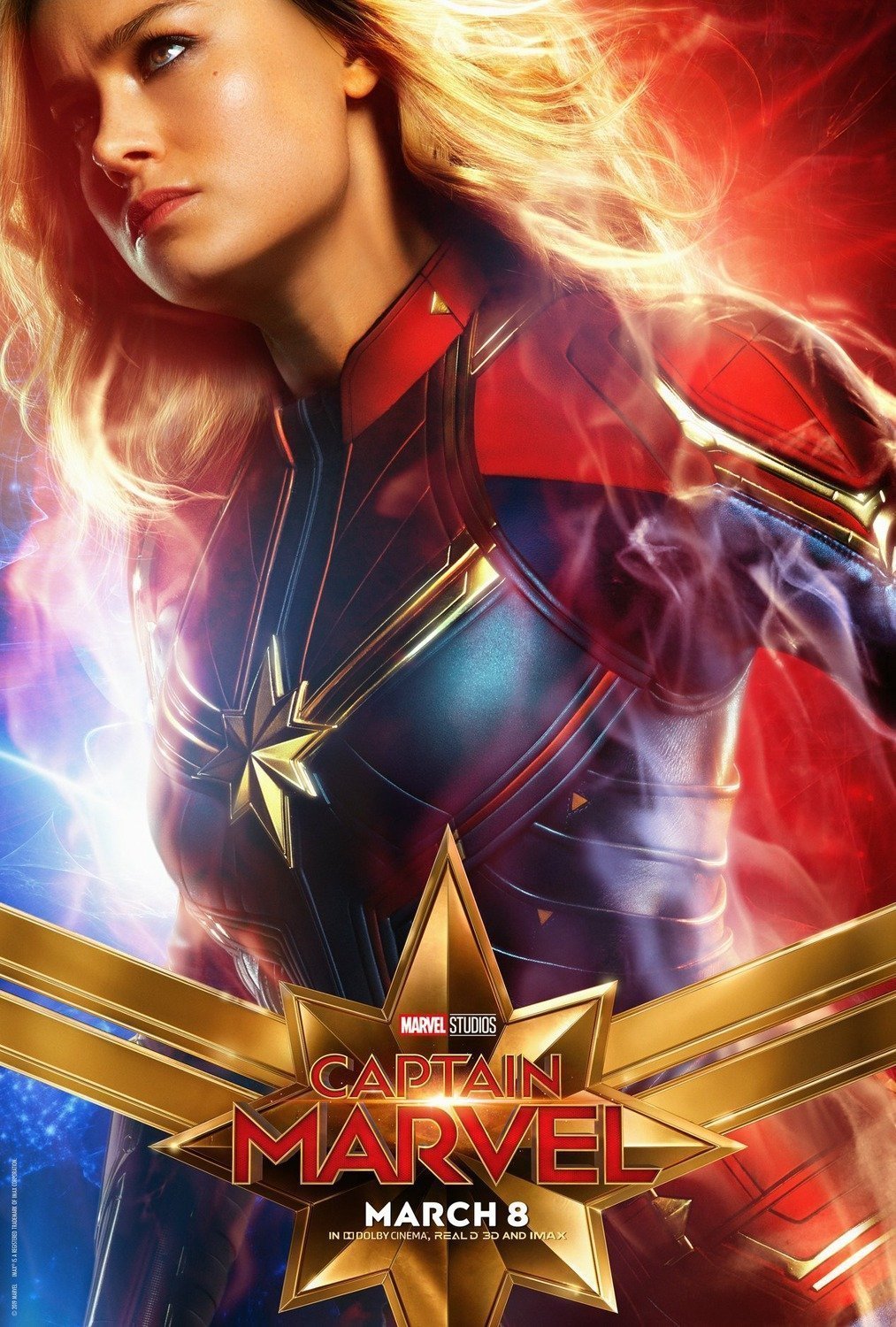 Poster du film Captain Marvel avec Brie Larson (Carol Danvers)