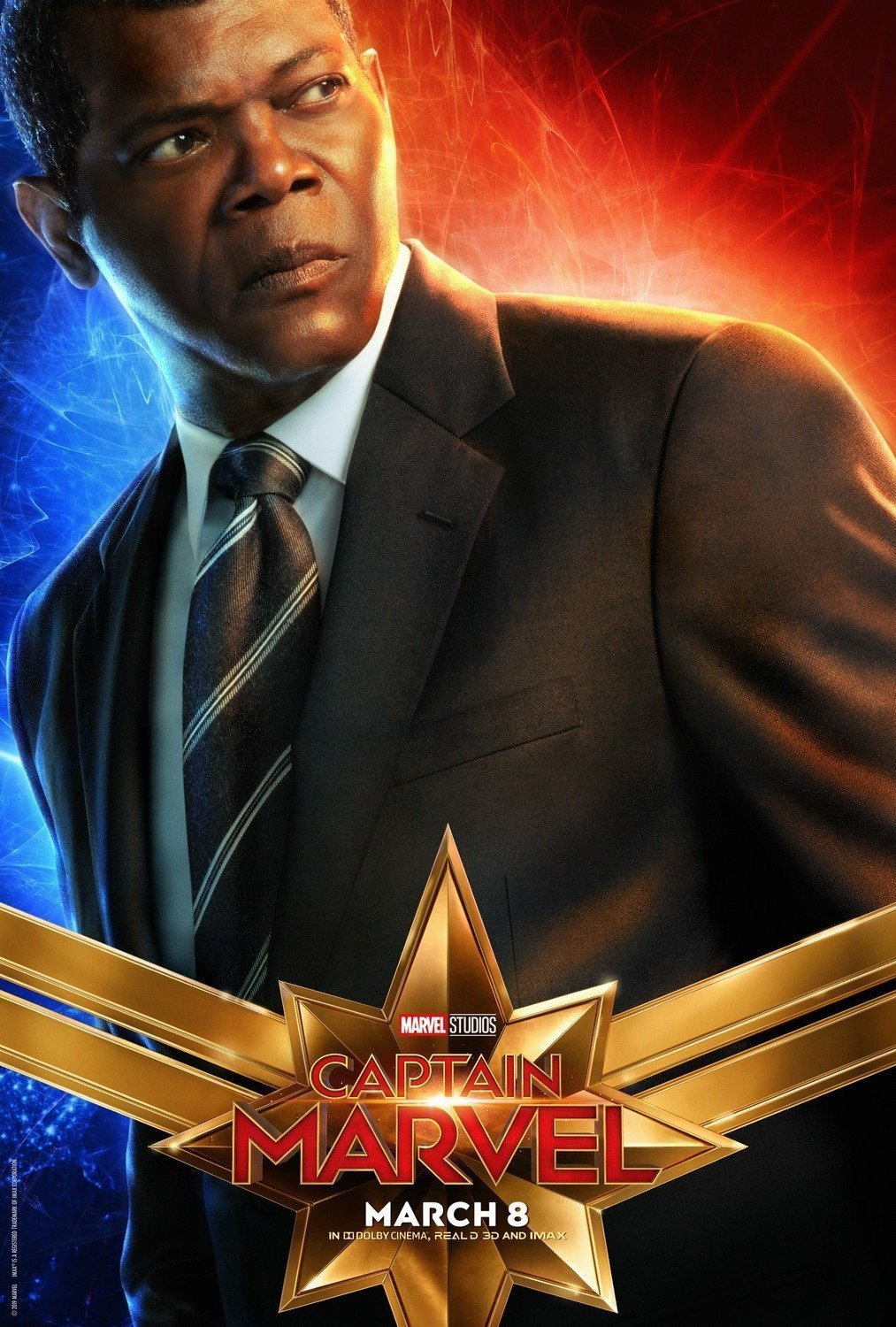 Poster du film Captain Marvel avec Samuel L. Jackson (Nick Fury)