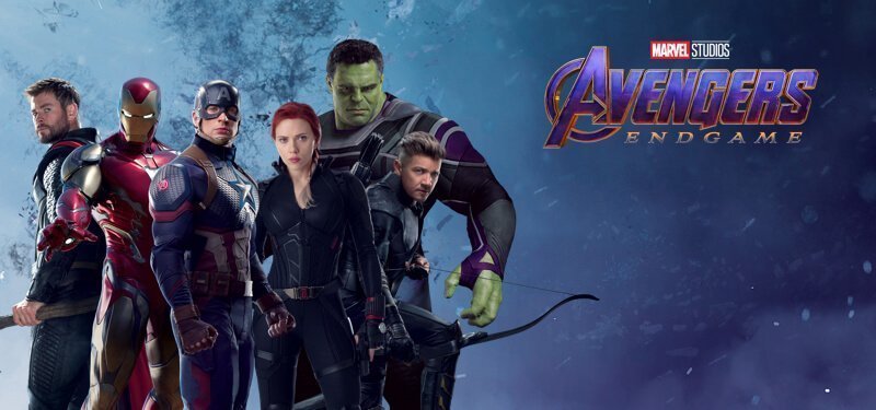 Image promotionnelle du film Avengers: Endgame présentant l'équipe composé des six Avengers d'origine