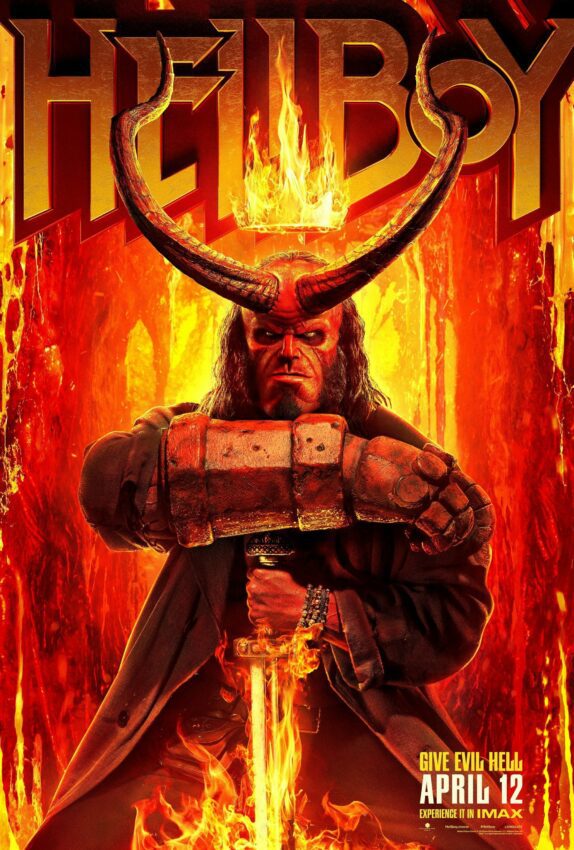 Poster du film Hellboy réalisé par Neil Marshall, d'après un scénario d'Andrew Cosby, avec David Harbour en enfer