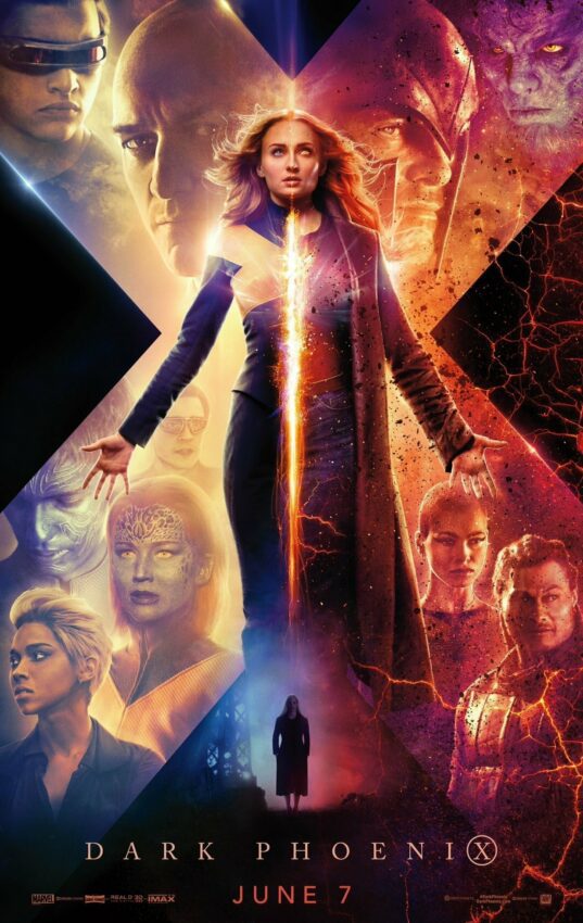 Poster du film X-Men: Dark Phoenix écrit et réalisé par Simon Kinberg avec Jean Grey (Sophie Turner)