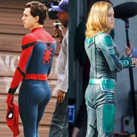 Photos de tournage montrant les fesses de Tom "Spider-Man" Holland et Brie "Captain Marvel" Larson