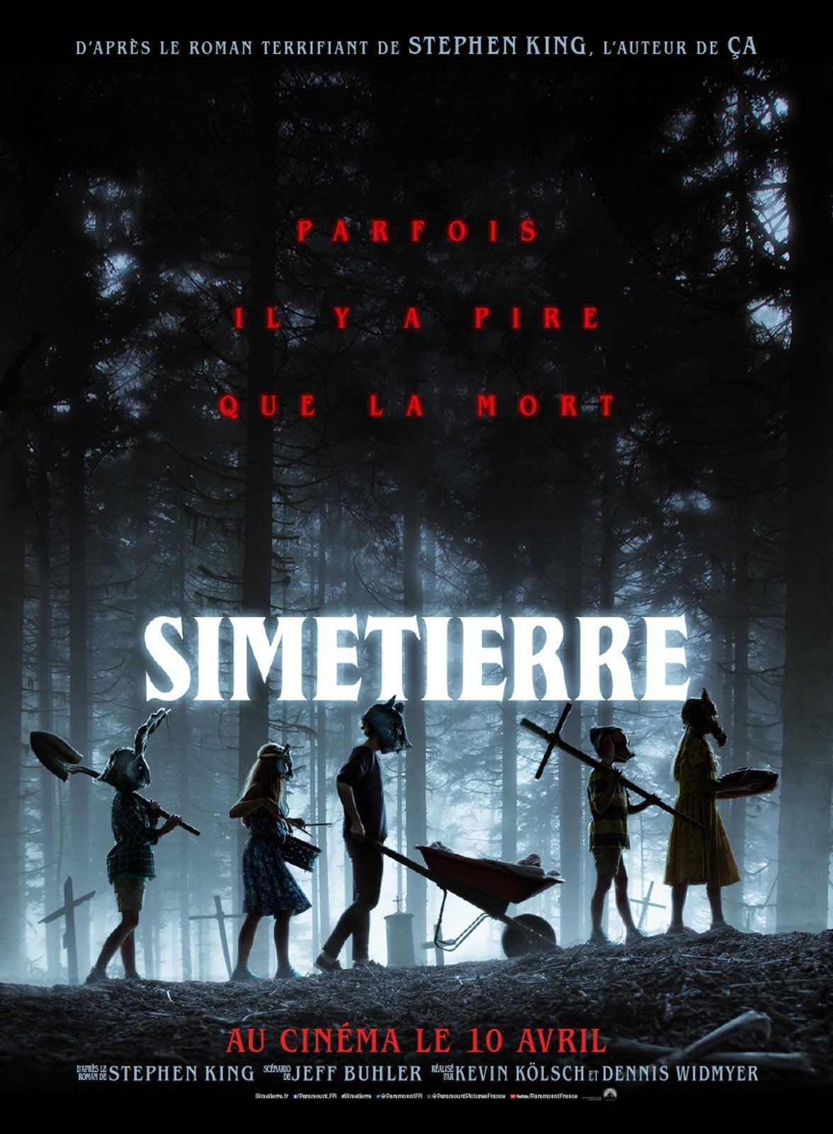 Affiche française du film Simetierre (2019) réalisé par Kevin Kölsch et Dennis Widmyer avec Jason Clarke, Amy Seimetz, John Lithgow