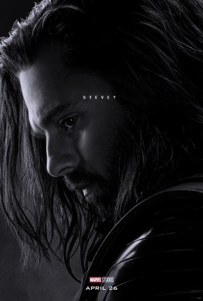 Poster du film Avengers: Endgame avec les derniers mots de Winter Soldier (Sebastian Stan)