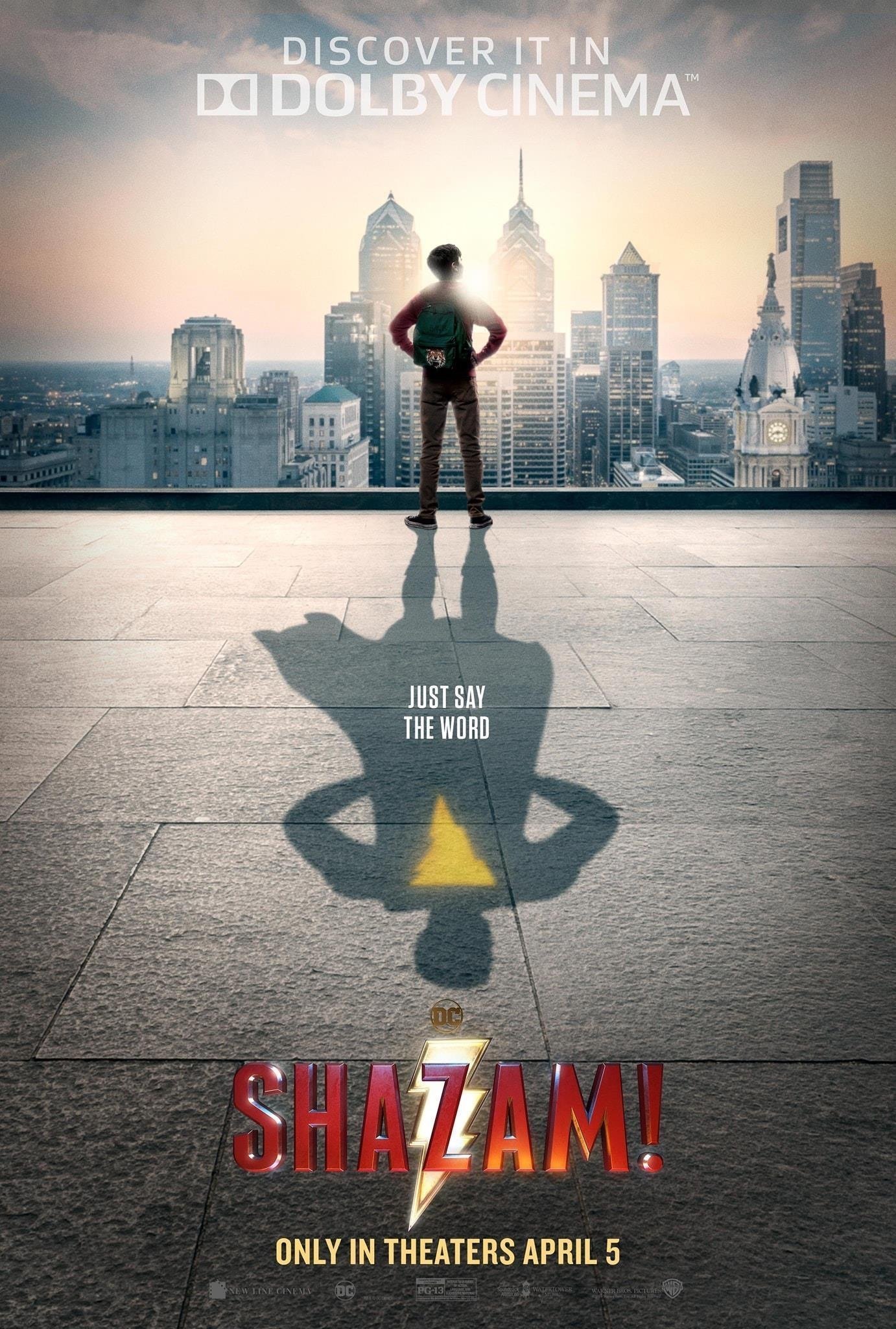 Poster Dolby du film Shazam! réalisé par David F. Sandberg avec Zachary Levi