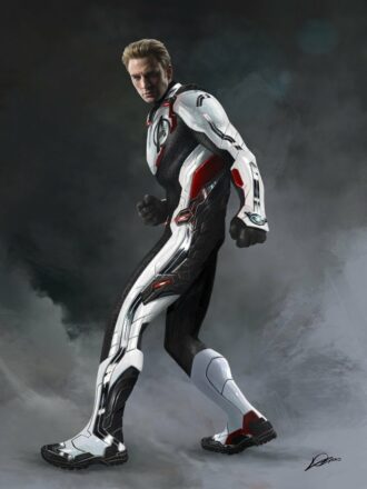 Concept art du film Avengers: Endgame par Alexander Lozano avec Steve Rogers en costume pour voyager dans le temps