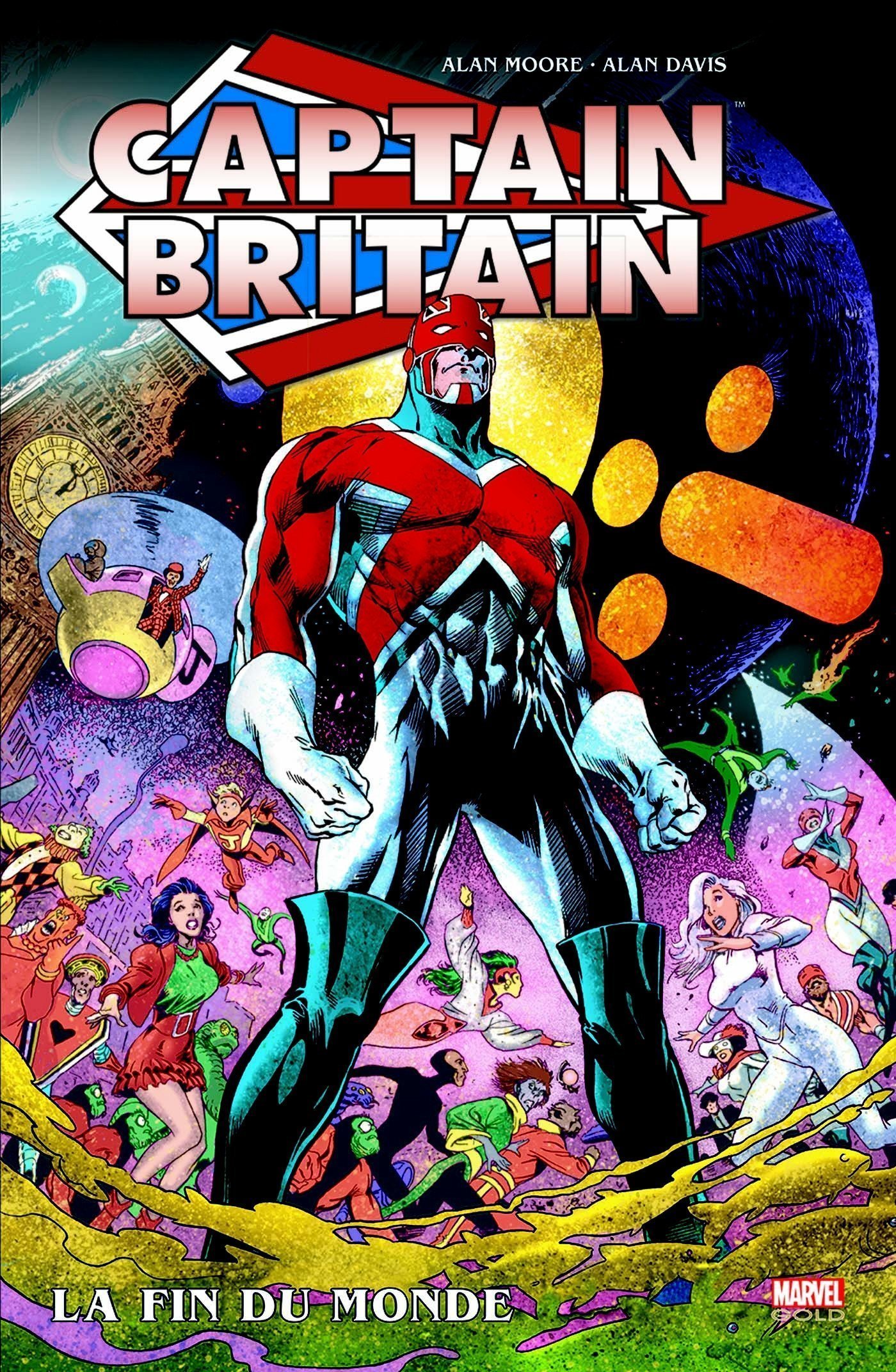 Couverture du comic Marvel, Captain Britain par Alan Davis et Alan Moore