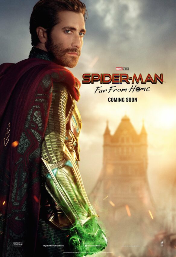 Poster du film Spider-Man: Far From Home réalisé par Jon Watts, d’après un scénario de Chris McKenna et Erik Sommers, avec Mysterio (Jake Gyllenhaal)