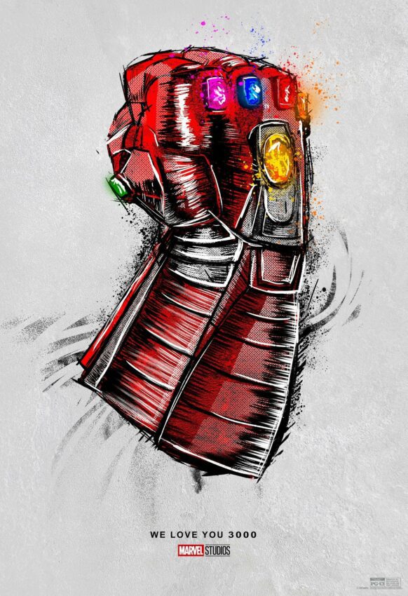 Poster pour la ressortie d'Avengers: Endgame avec la tagline "We love you 3000"