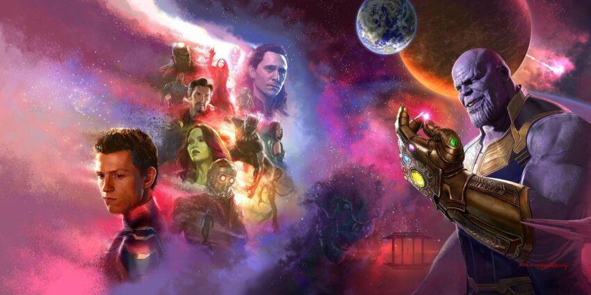 Concept art du film Avengers: Infinity War par Ryan Meinerding illustrant le snap de Thanos