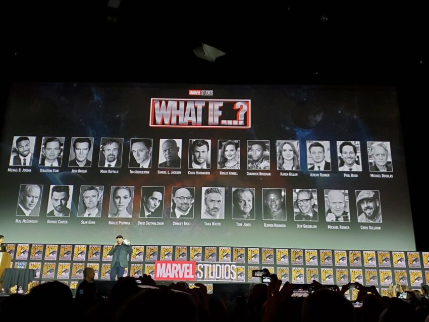 Photo du panel Marvel Studios à la Comic-Con 2019 pour la série What If...? avec le casting vocal