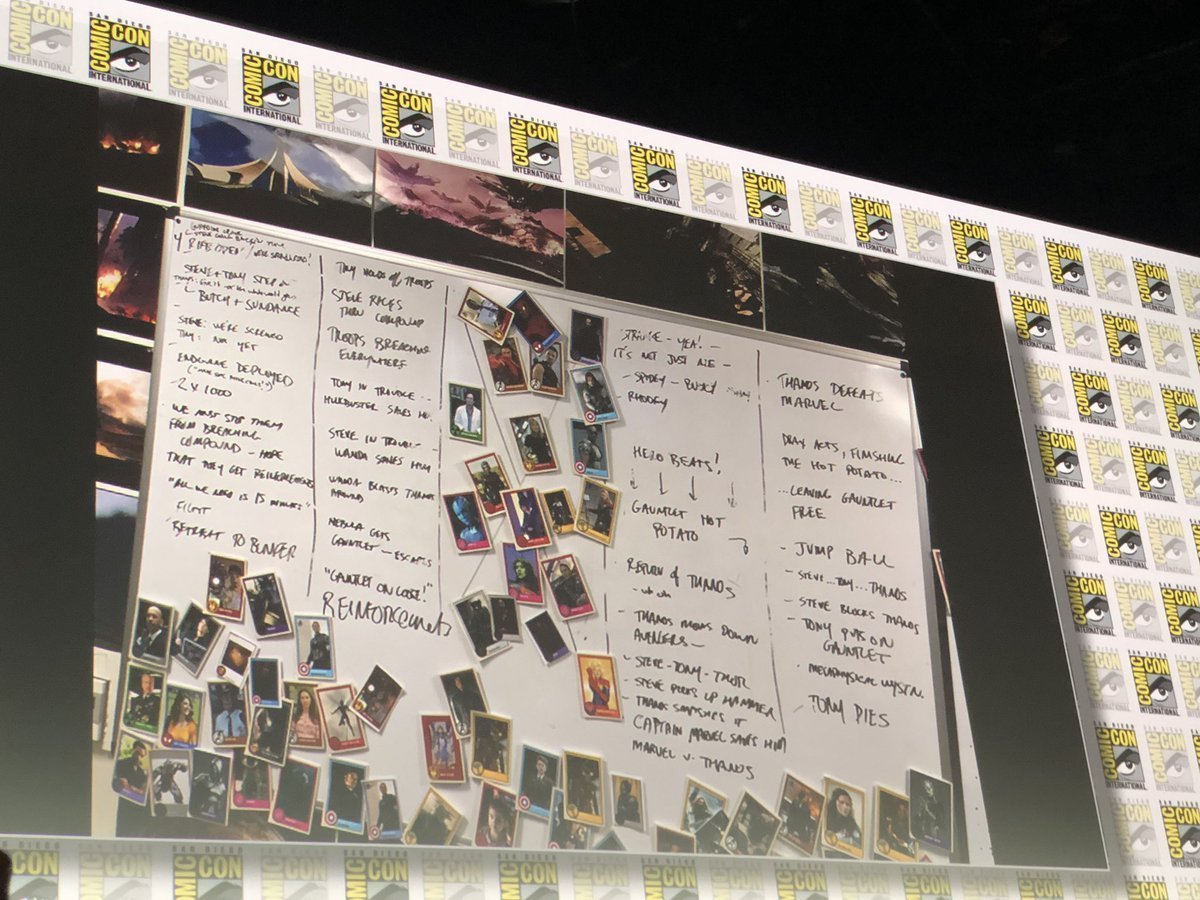 Deuxième photo du tableau blanc de Markus et McFeely pour le film Avengers: Endgame présentée durant la Comic-Con-2019