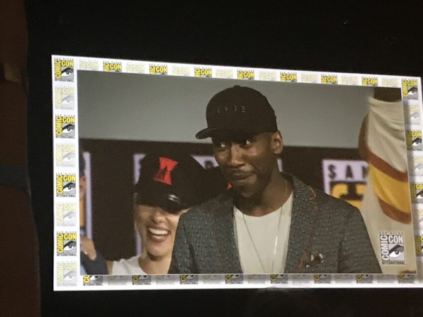 Photo du panel Marvel Studios à la Comic-Con 2019 pour le film Blade avec Mahershala Ali sur grand écran